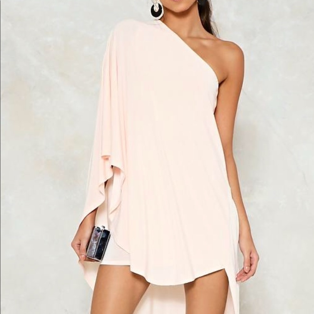 One shoulder blush pink hi low dress size 0